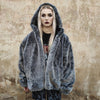 Luxury snake jacket faux fur python print bomber handmade fluffy catwalk fleece puffer premium grunge hooded coat in grey black