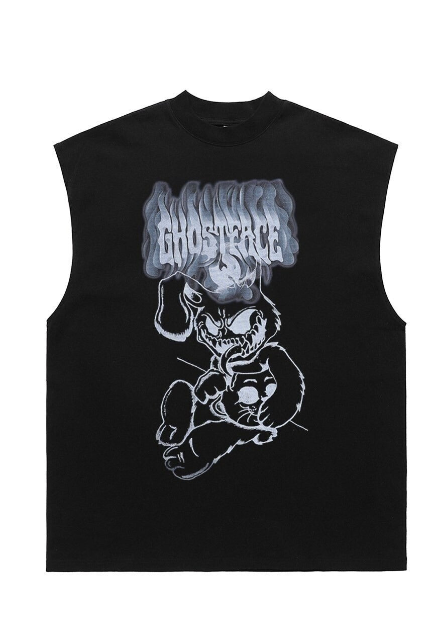 Ghost face tank top surfer vest retro sleeveless t-shirt