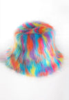 Festival faux fur bucket hat fluffy neon hat Gay rainbow cap