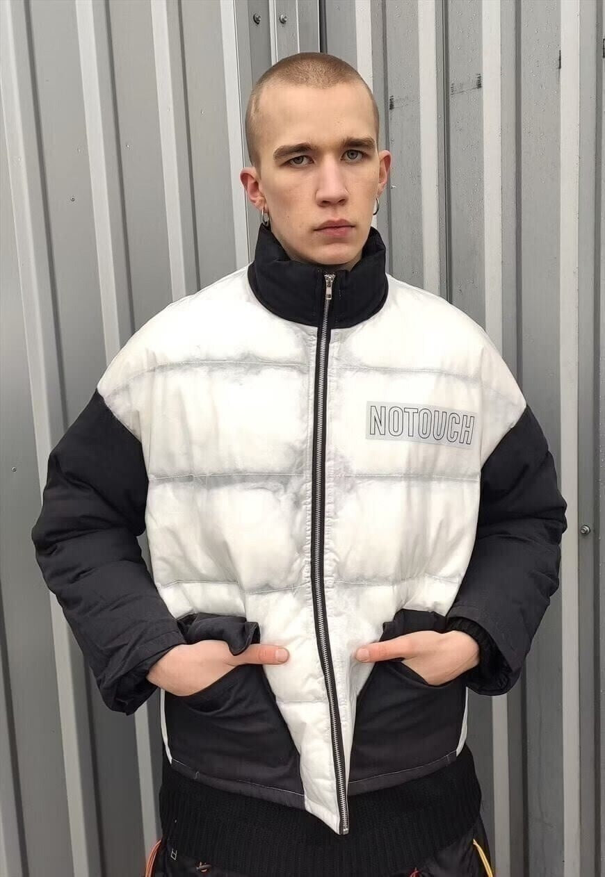 Transparent bomber see-through grunge puffer jacket black