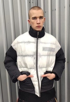 Transparent bomber see-through grunge puffer jacket black