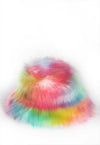 Festival faux fur bucket hat fluffy neon hat Gay rainbow cap