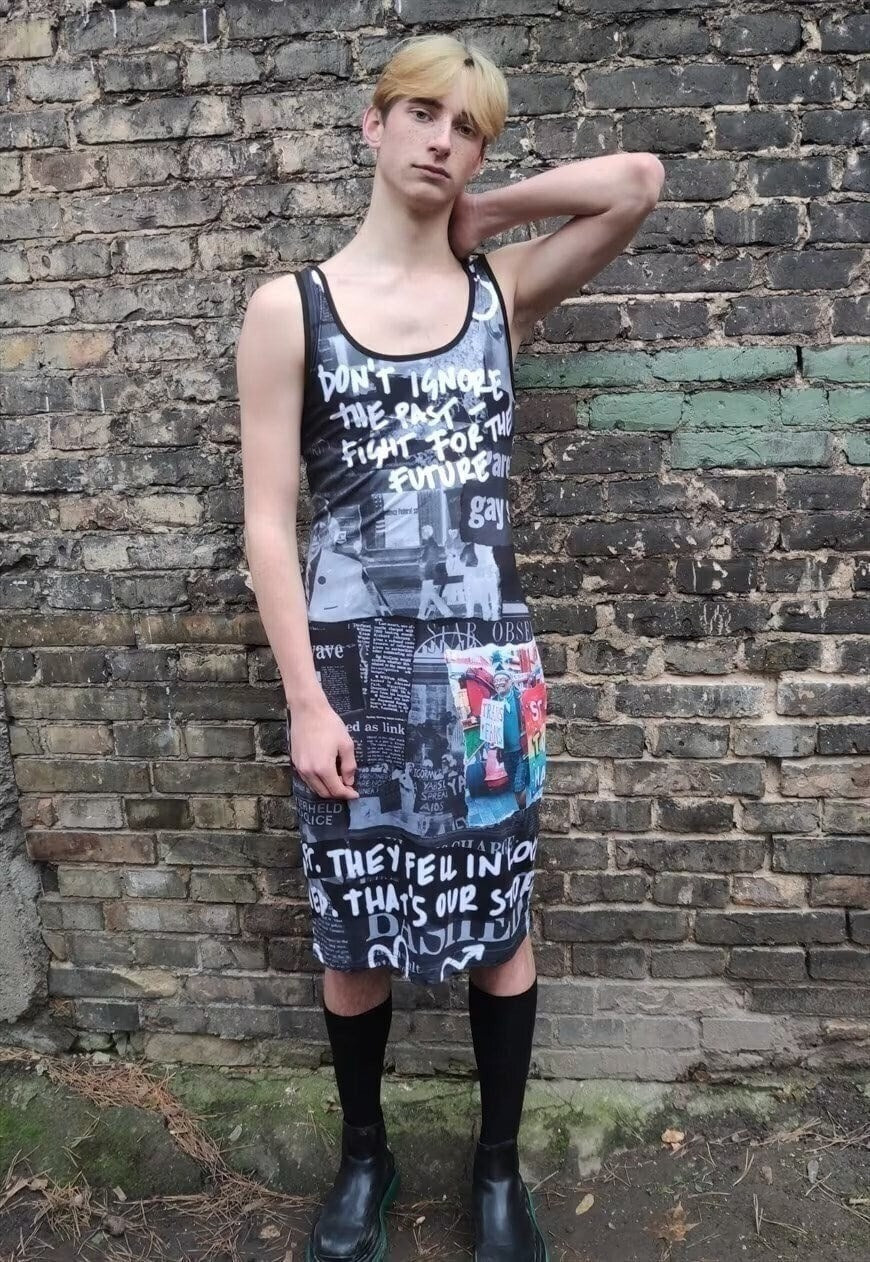 Pride midi sleeveless dress LGBT love long gay graffiti tee