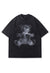 Gothic bear print t-shirt ghost cartoon tee creepy top grey