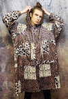 Leopard chain jacket handmade animal print windbreaker brown