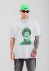 Raver print t-shirt green monster tee retro acid top white