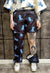 Detachable joggers handmade God print pants in blue