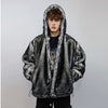 Oil wash faux fur bomber detachable premium fleece jacket