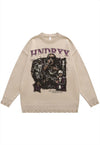 Future sweater knit distressed jumper rapper print top beige