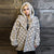 Polka dot fleece coat handmade 2in1 hood trench jacket grey