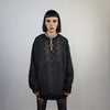 Mesh top long sleeve transparent jumper see-through blouse gothic sweatshirt crotchet t-shirt in black