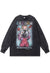 Anime t-shirt vintage wash Android 11 top long tee acid grey