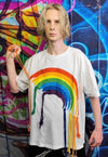 Rainbow t-shirt pride top reworked thread gay tee in white