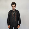 Mesh top long sleeve transparent jumper see-through gothic sweatshirt crotchet t-shirt in black