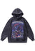 Raven print hoodie Gothic pullover creepy cartoon jumper