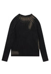 Tie-dye sweater oil wash jumper knit striped retro top black