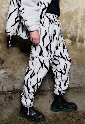 Zebra fleece joggers handmade detachable gothic overalls (Copy)