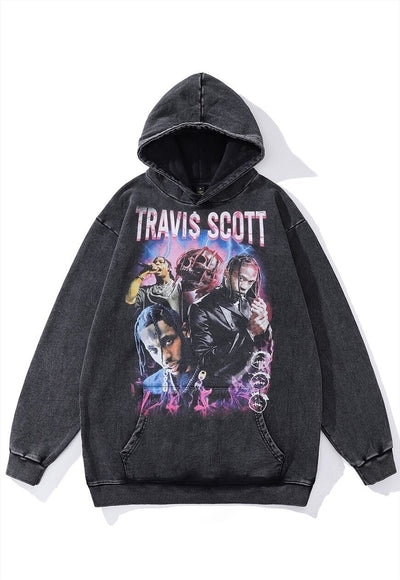 Travis Scott hoodie rapper pullover hip-hop jumper acid grey