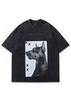 Dobermann t-shirt Pinscher tee dog print top vintage grey