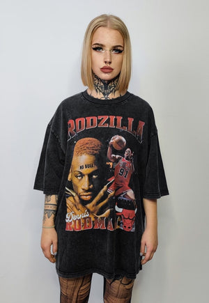 Dennis Rodman t-shirt vintage wash tee retro Rodzilla top