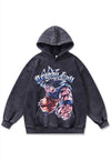 Anime print hoodie vintage wash pullover Dragon ball jumper