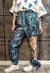 Detachable snake joggers handmade shorts python pants blue