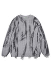 Oil wash cable sweater ripped jumper dirty wash top in grey