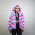 Rainbow faux fur coat crop striped trench festival zigzag jacket furry overcoat carnival bomber party peacoat psycho wide rave fleece pink