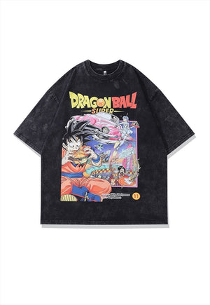 DBZ t-shirt old dragon ball Z tee retro Japanese top in grey