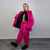 Neon faux fur joggers winter raver pants fluffy skiing trousers mountain fleece overalls festival bottoms burning man pants in fuchsia pink