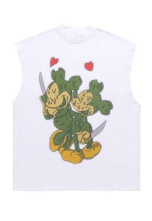 Mickey mouse sleeveless t-shirt retro tank top surfer vest