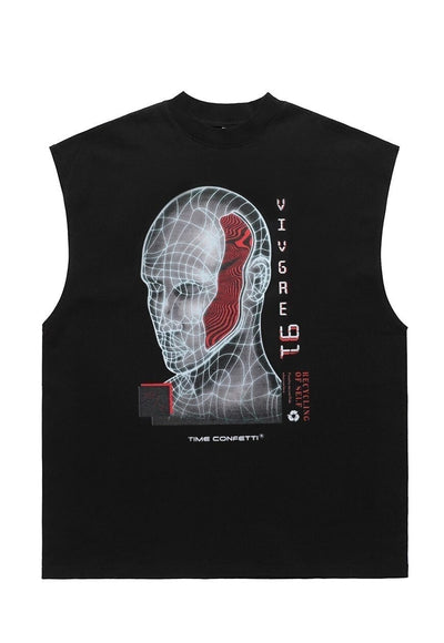 Cyber goth tank top surfer vest retro sleeveless t-shirt