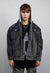 Hooded denim jacket faded gorpcore jean coat in washed grey