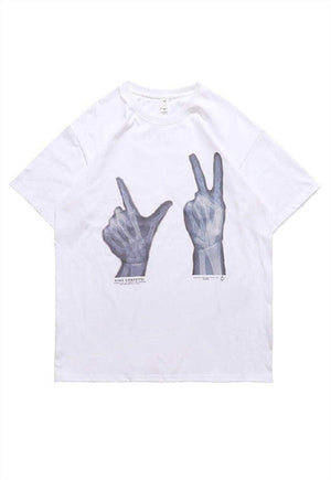 X-ray t-shirt sign language tee skeleton hands top in white