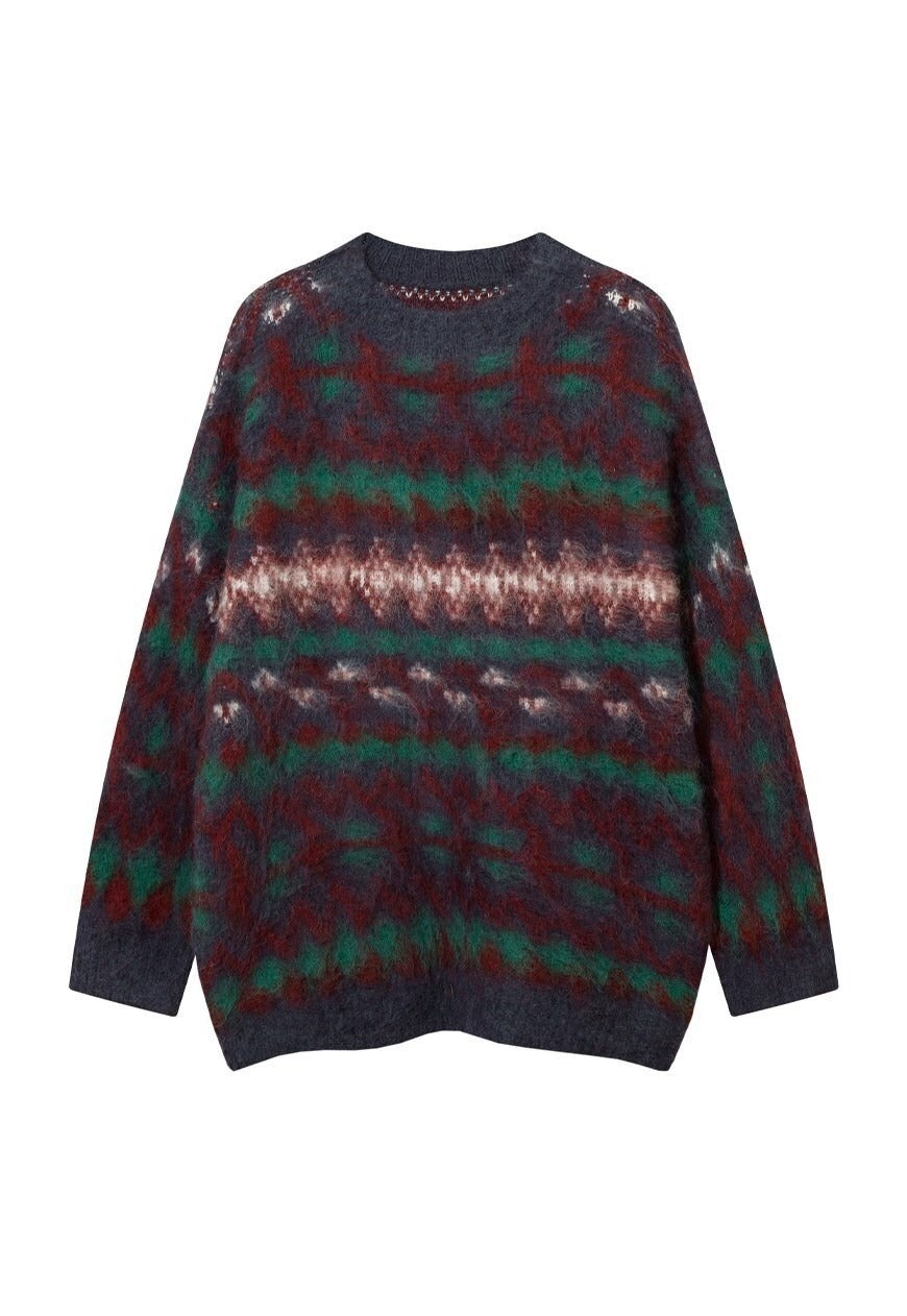 Geometric sweater ethnic pattern knitted jumper grunge top