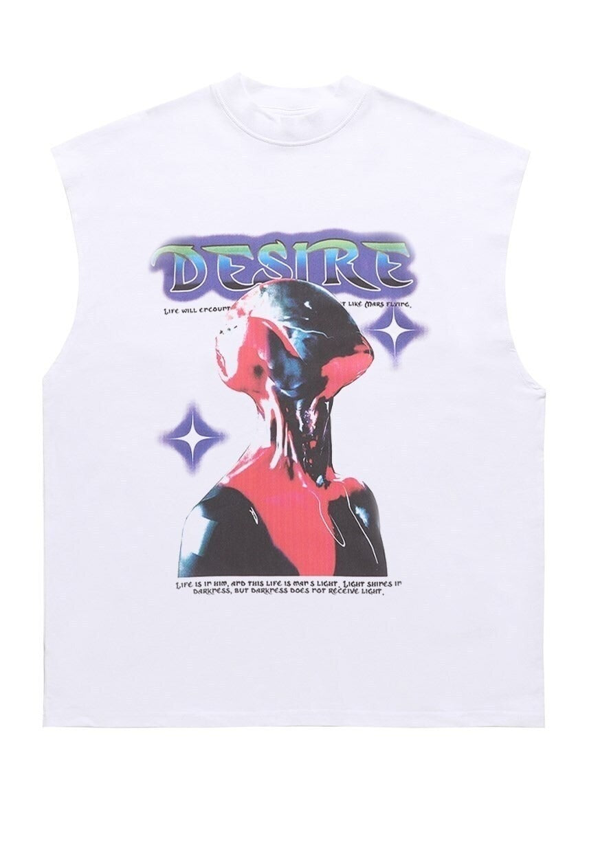 Cyber punk tank top surfer vest retro sleeveless t-shirt