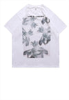 Abstract print t-shirt ghost tee retro Gothic top in white