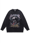 Skull sweater scary knit distressed bones jumper in black