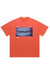 Punk print t-shirt gorpcore tee utility top in orange