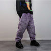 Checked faux fur joggers geometric raver pants fluffy winter trousers skiing fleece overalls festival bottoms neon burning man pants purple