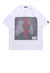 Manga print t-shirt anime silhouette retro tee in white