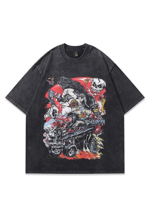 Metalcore t-shirt gore cartoon tee retro rocker top in grey