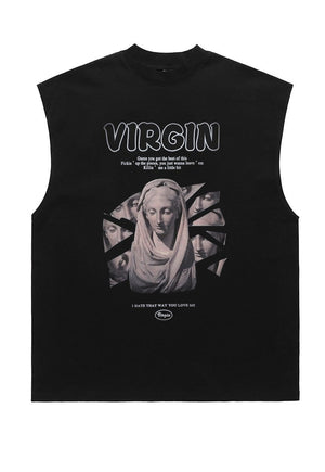 Virgin slogan tank top surfer vest retro sleeveless t-shirt