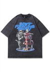 Monster print t-shirt old cartoon tee vintage wash top grey