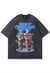 Monster print t-shirt old cartoon tee vintage wash top grey