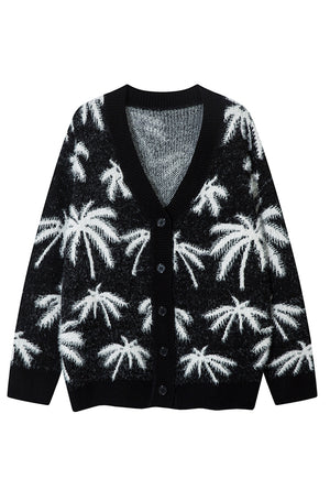 Palm sweater sweater black tropical pattern hairy y2k jumper