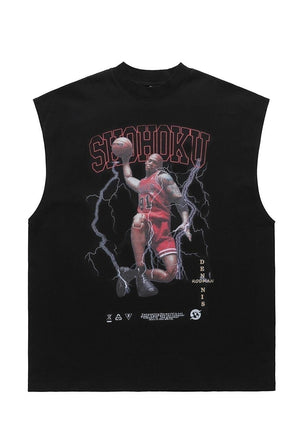 Basketball tank top surfer vest retro sleeveless t-shirt