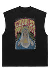 Goddess slogan tank top surfer vest retro sleeveless t-shirt