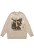 Angel sweater knit distressed jumper saint print top beige