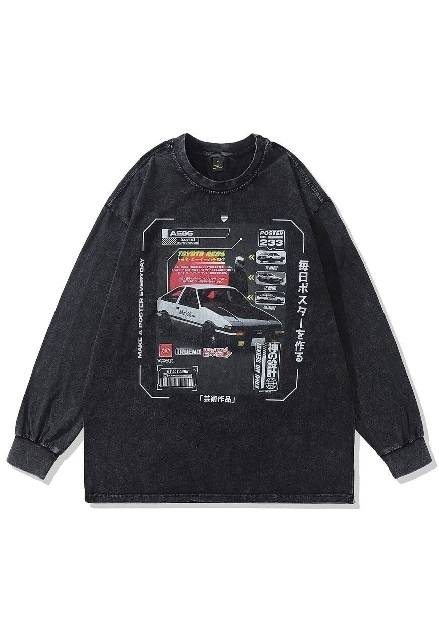 Toyota t-shirt old racing car tee retro Japanese top in grey